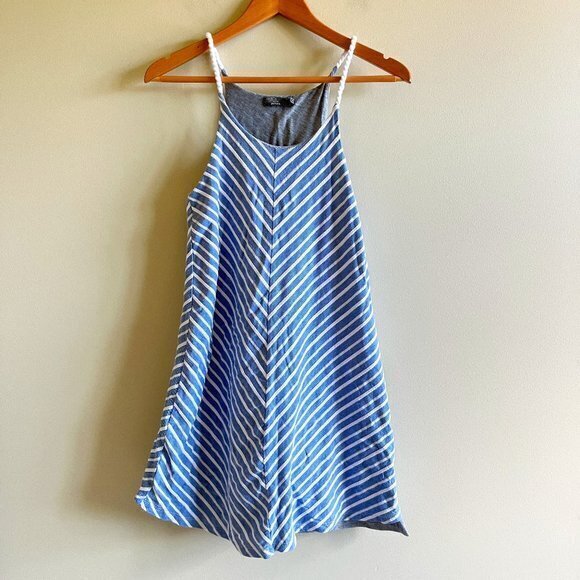 Prana Womens Blue White Stripe Seacoast Organic‎ Cotton Swing Dress Small - Picture 2 of 6